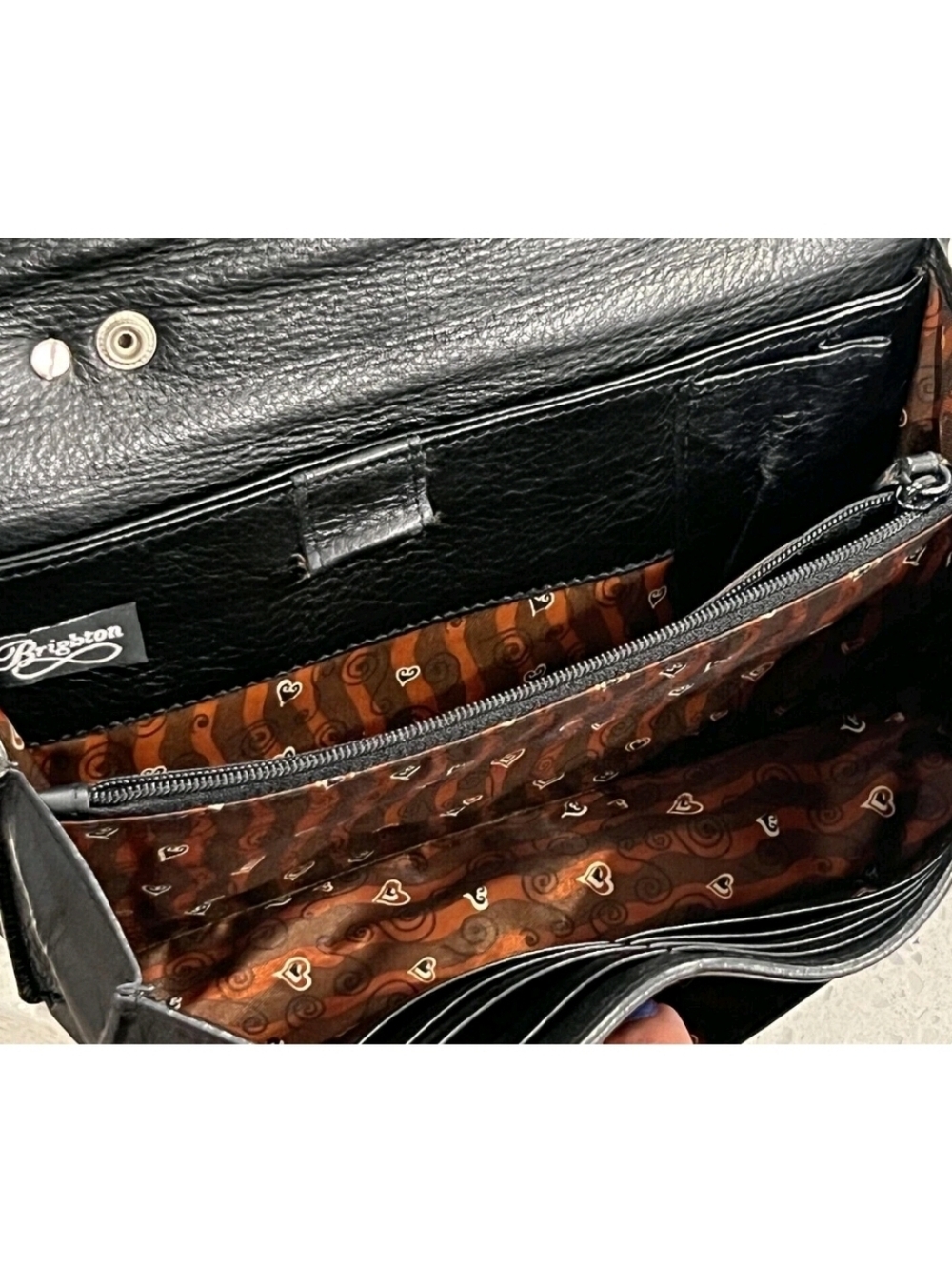 Brighton Black Croc-Embossed Top Handle Clutch- EUC - Picture 5 of 7
